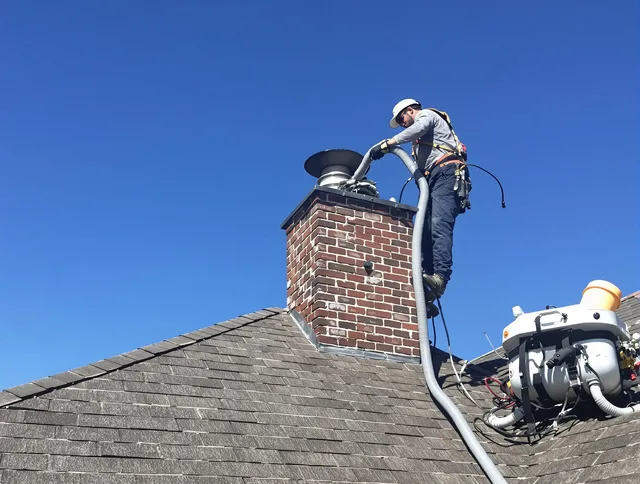 Dedicated Tamiami Chimney Sweep team member cleaning a chimney in Tamiami, FL