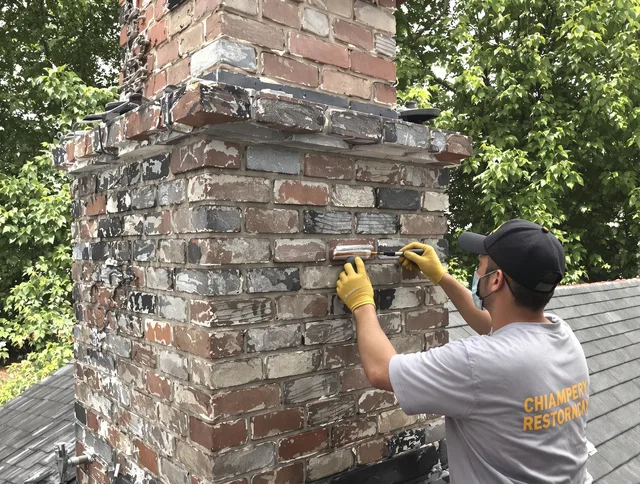 In-progress chimney restoration by Tamiami Chimney Sweep in Tamiami, FL